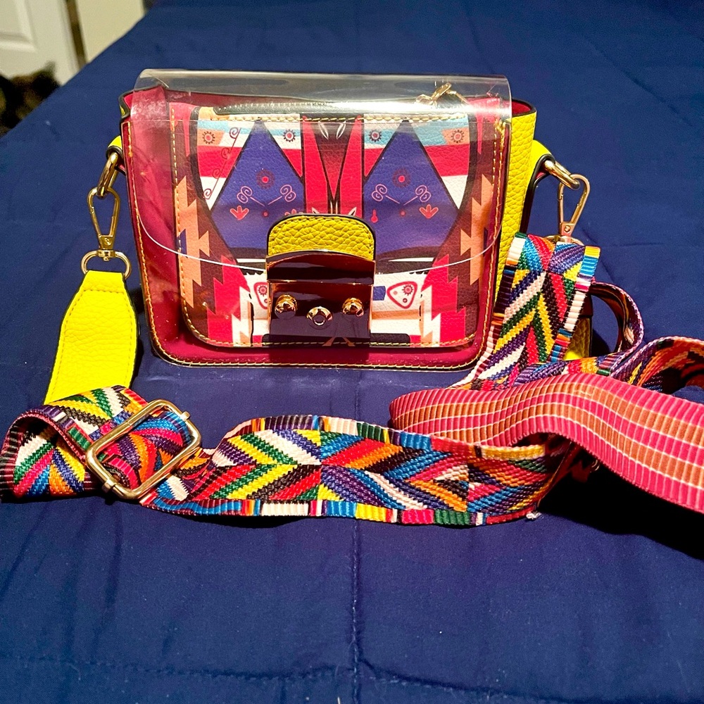 Tribal Geometric Print Crossbody Bag with Insert